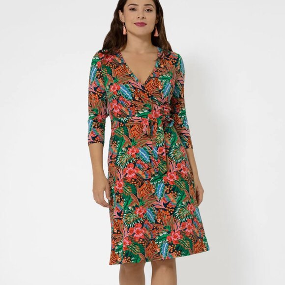 Leota Wrap Dress - Size Large - Teal Floral - Picture 6 of 6